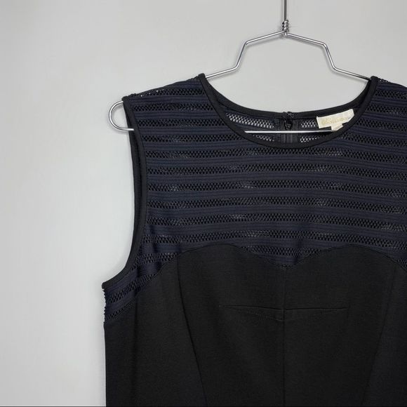 Shoshanna Women’s Stretch Mesh Stripe Calvin Sleeveless Dress Size 12 Black Navy - Picture 8 of 11
